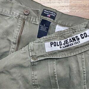 Polo Jeans Co. Ralph Lauren Distressed Faded Utility Cargo Shorts‎ Men 36 Green
